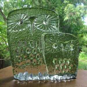 Vintage Blenko glass owls DAS Don Shepherd icefloe
